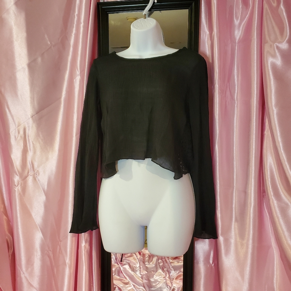 See through back bell sleeve top